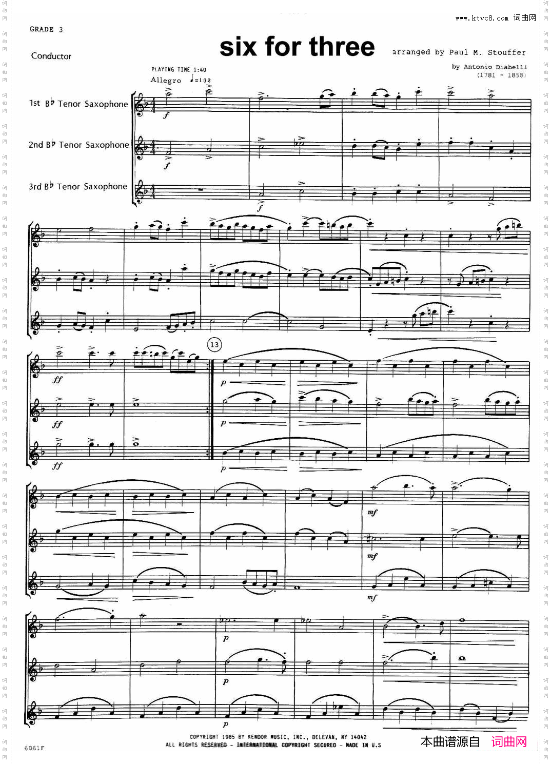sixforthree次中音三重奏总谱_six for three次中音三重奏总谱
