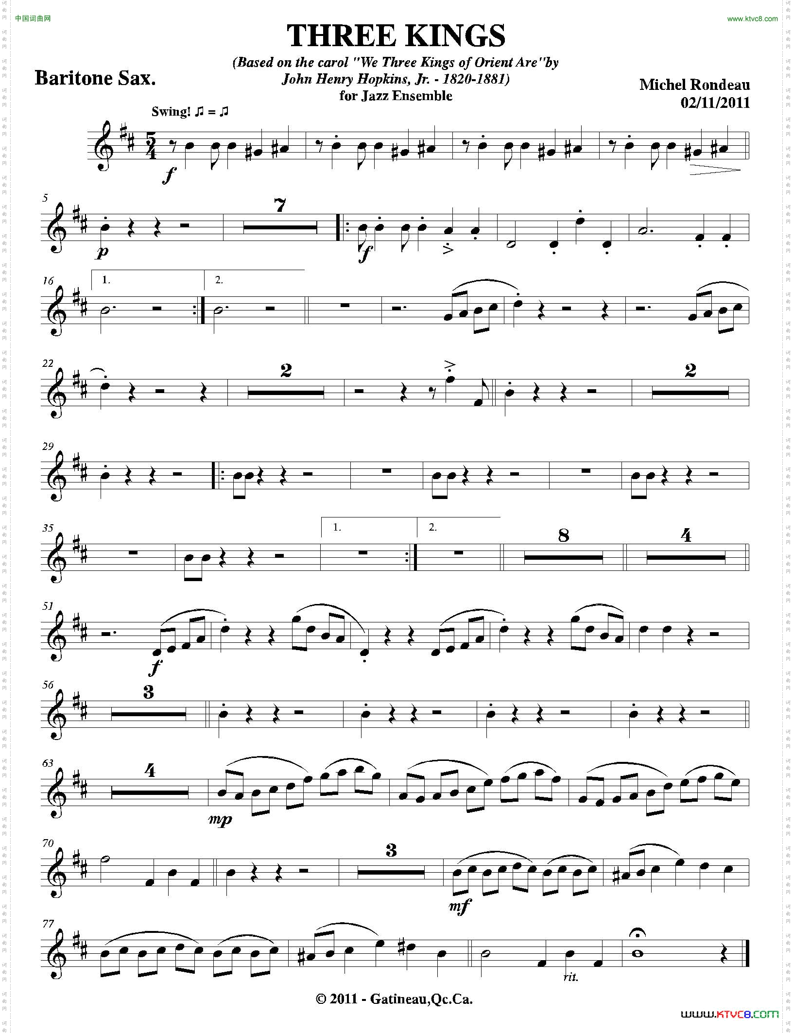 THREEKINGS上低音萨克斯分谱_THREE KINGS上低音萨克斯分谱