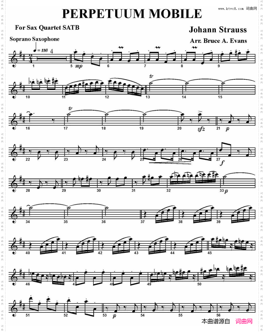 PERPETUUMMOBILE四重奏·高音萨克斯分谱_PERPETUUM MOBILE四重奏·高音萨克斯分谱