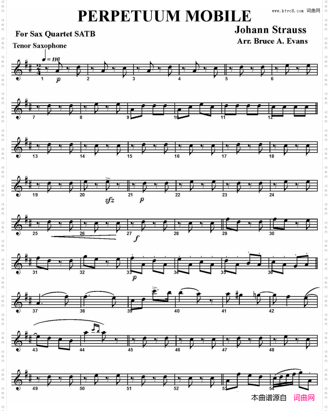 PERPETUUMMOBILE四重奏·次中音萨克斯分谱_PERPETUUM MOBILE四重奏·次中音萨克斯分谱