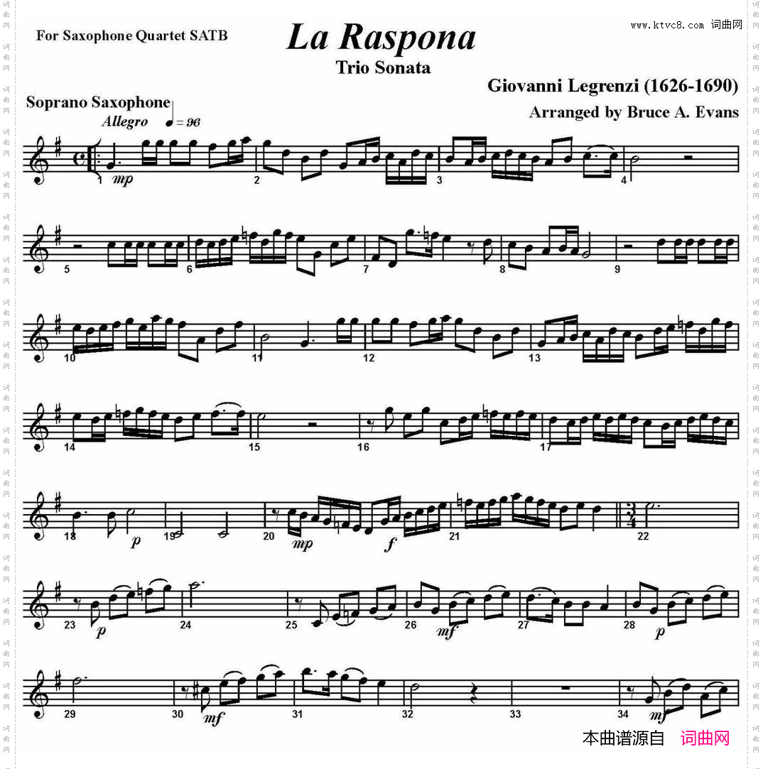 LaRaspona四重奏·高音萨克斯分谱_La Raspona四重奏·高音萨克斯分谱