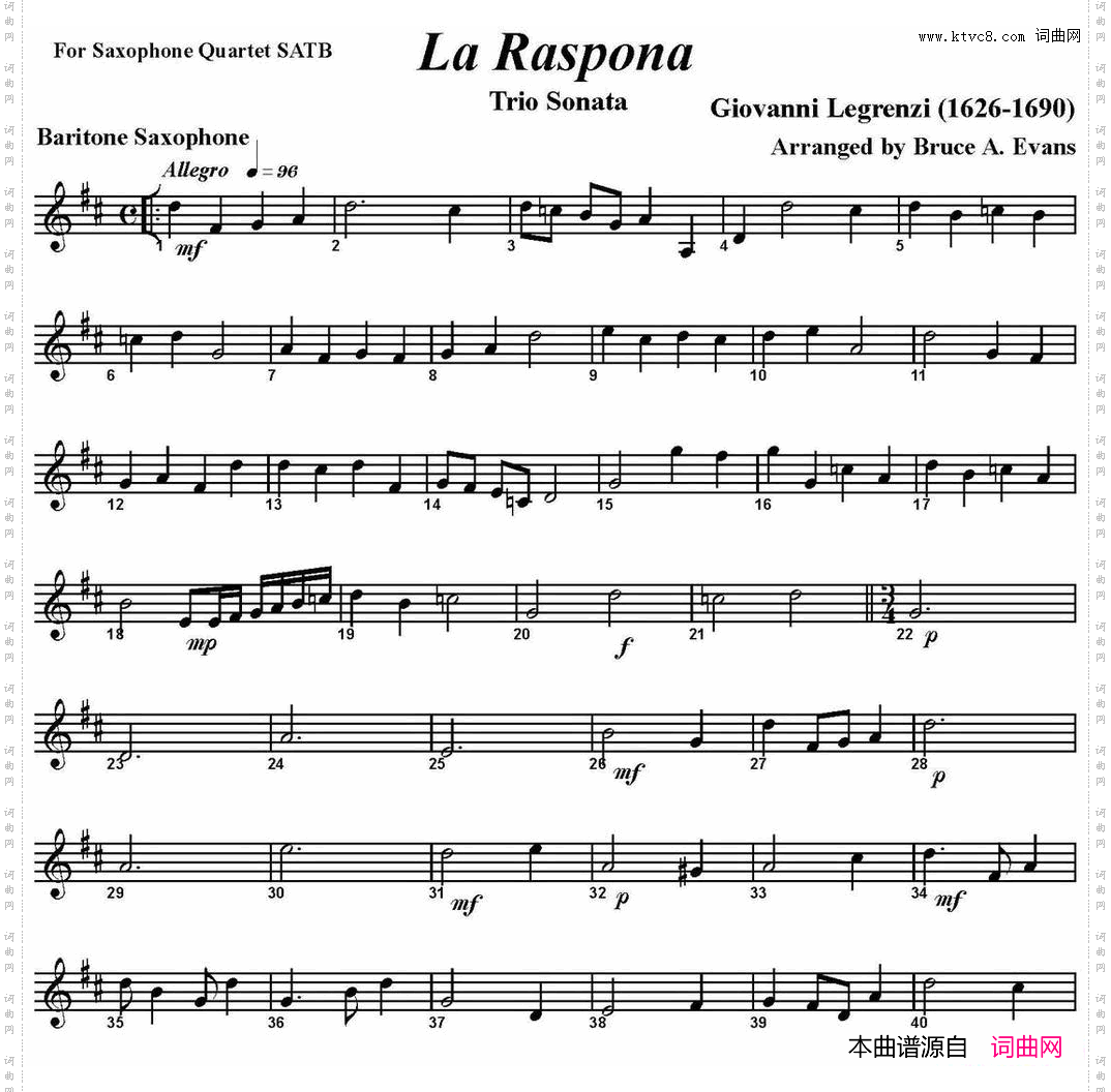 LaRaspona四重奏·上低音萨克斯分谱_La Raspona四重奏·上低音萨克斯分谱