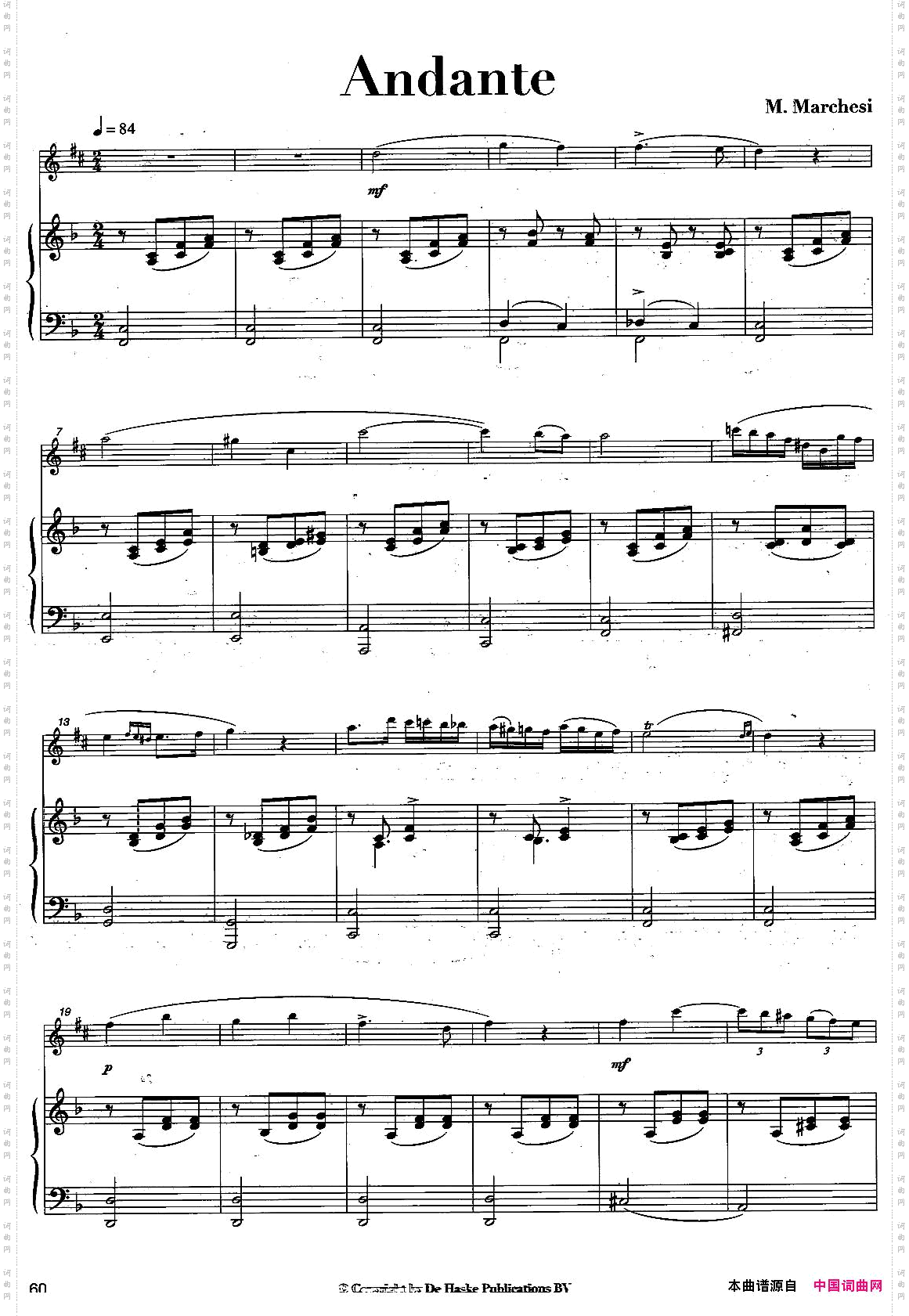 Andante中音萨克所+钢琴伴奏、版本三