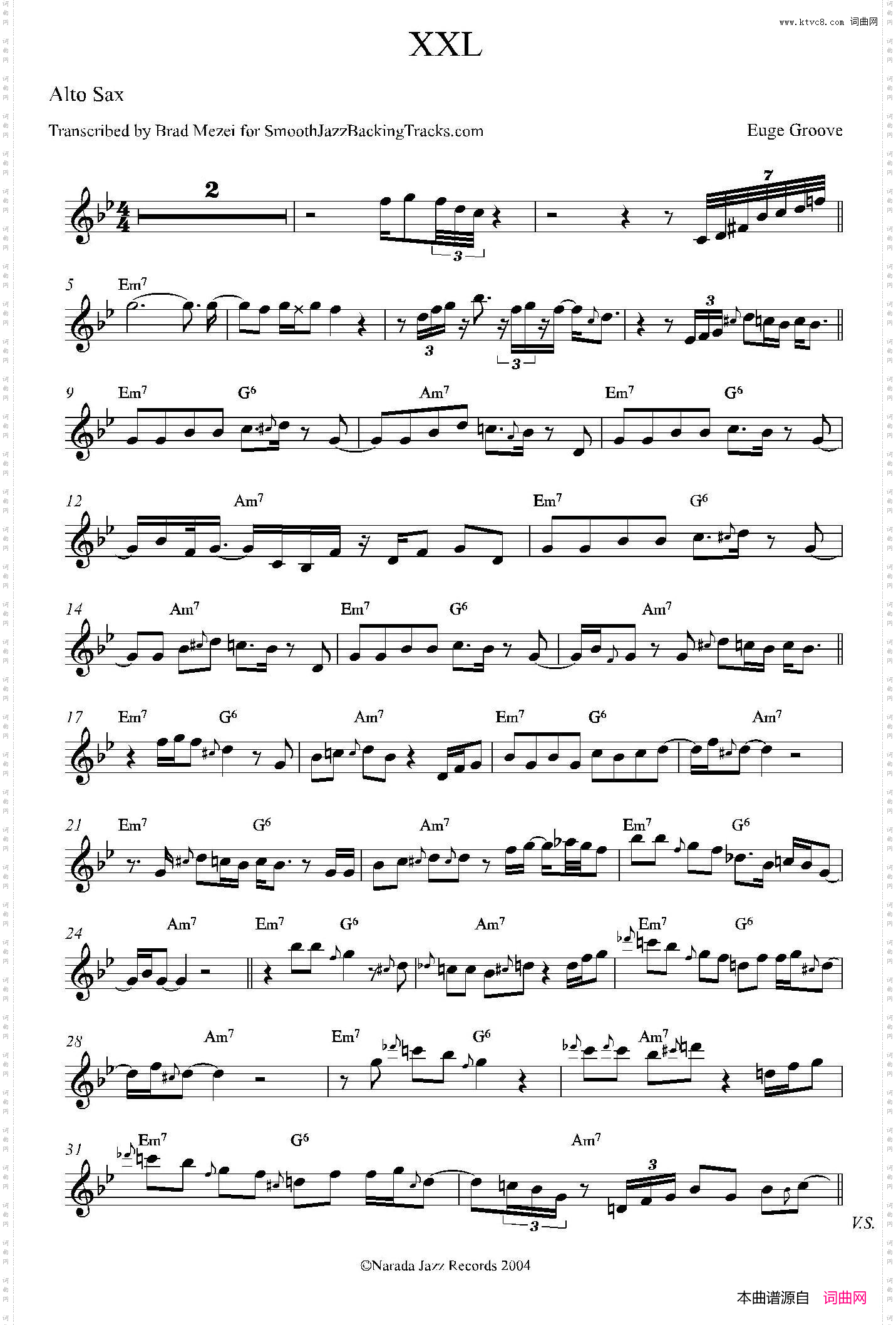 XXL中音萨克斯谱