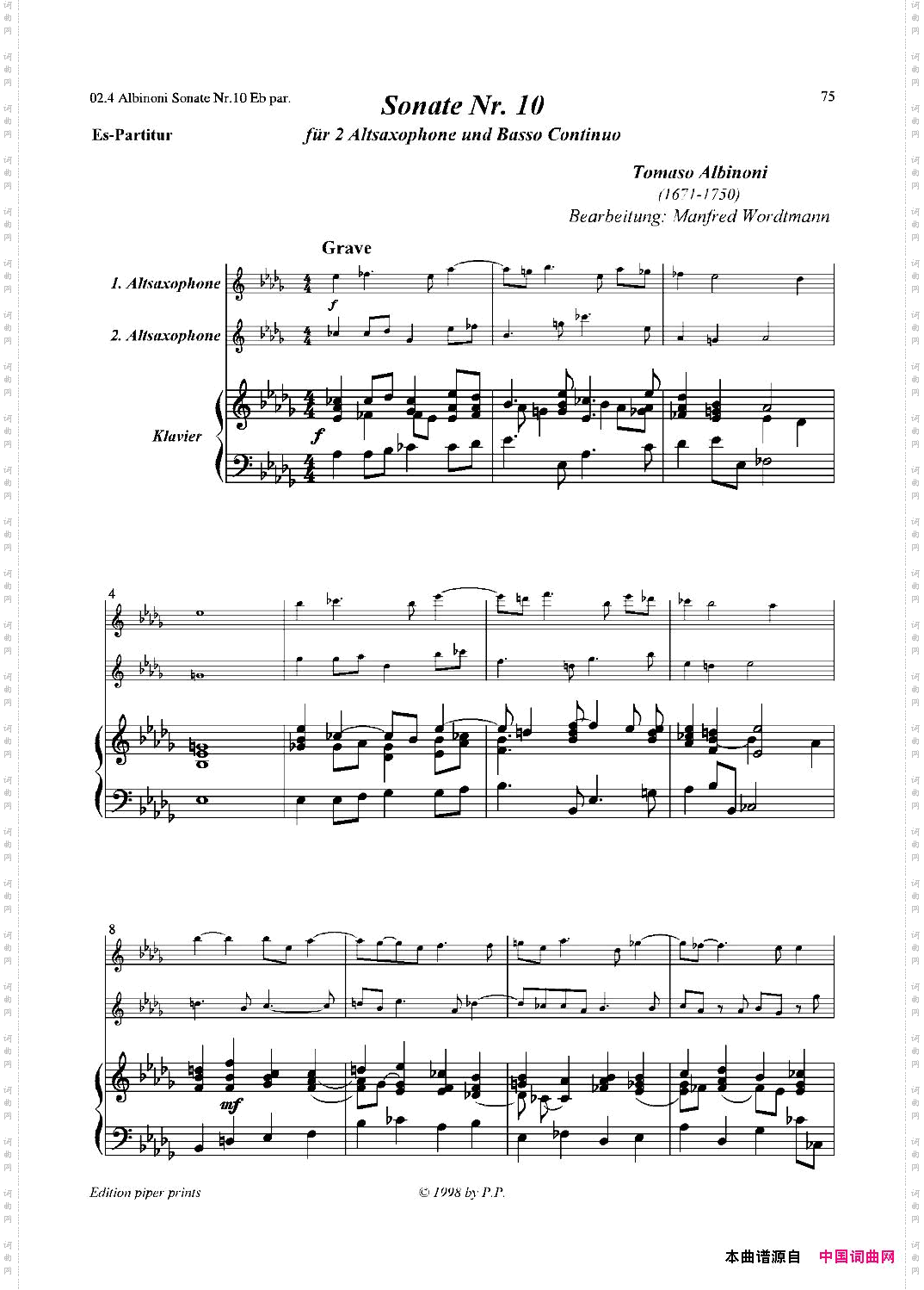 SonateNr.10中音萨克斯二重奏+管风琴_Sonate Nr.10中音萨克斯二重奏+管风琴