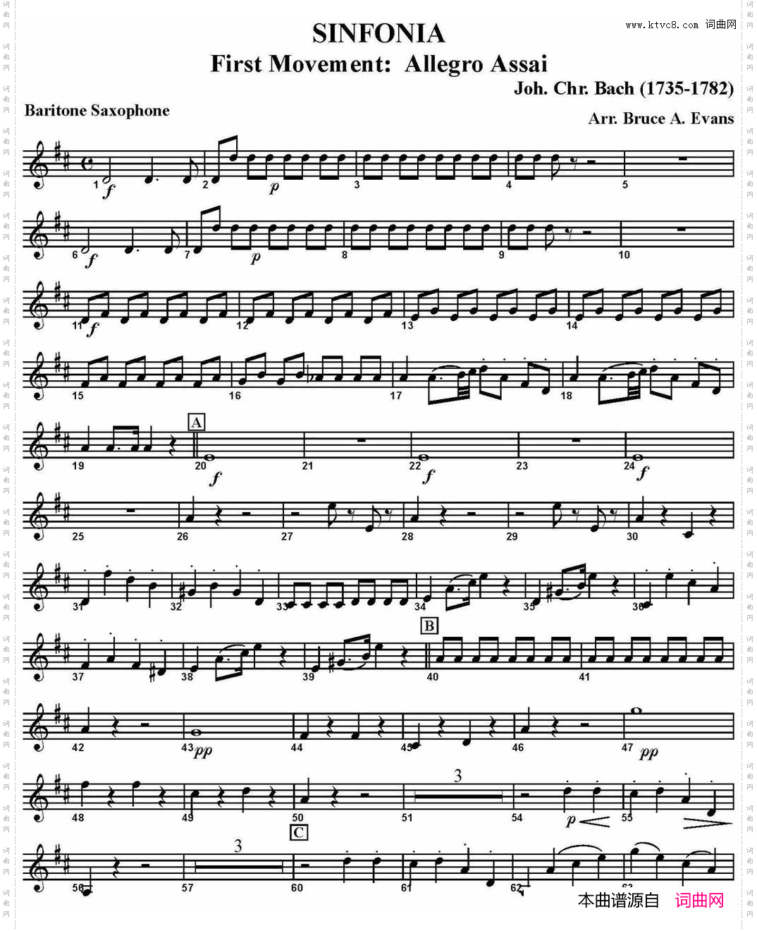 SINFONIAFirstMovement:AllegroAssai四重奏·上低音萨克斯分谱_SINFONIA First Movement:Allegro Assai四重奏·上低音萨克斯分谱